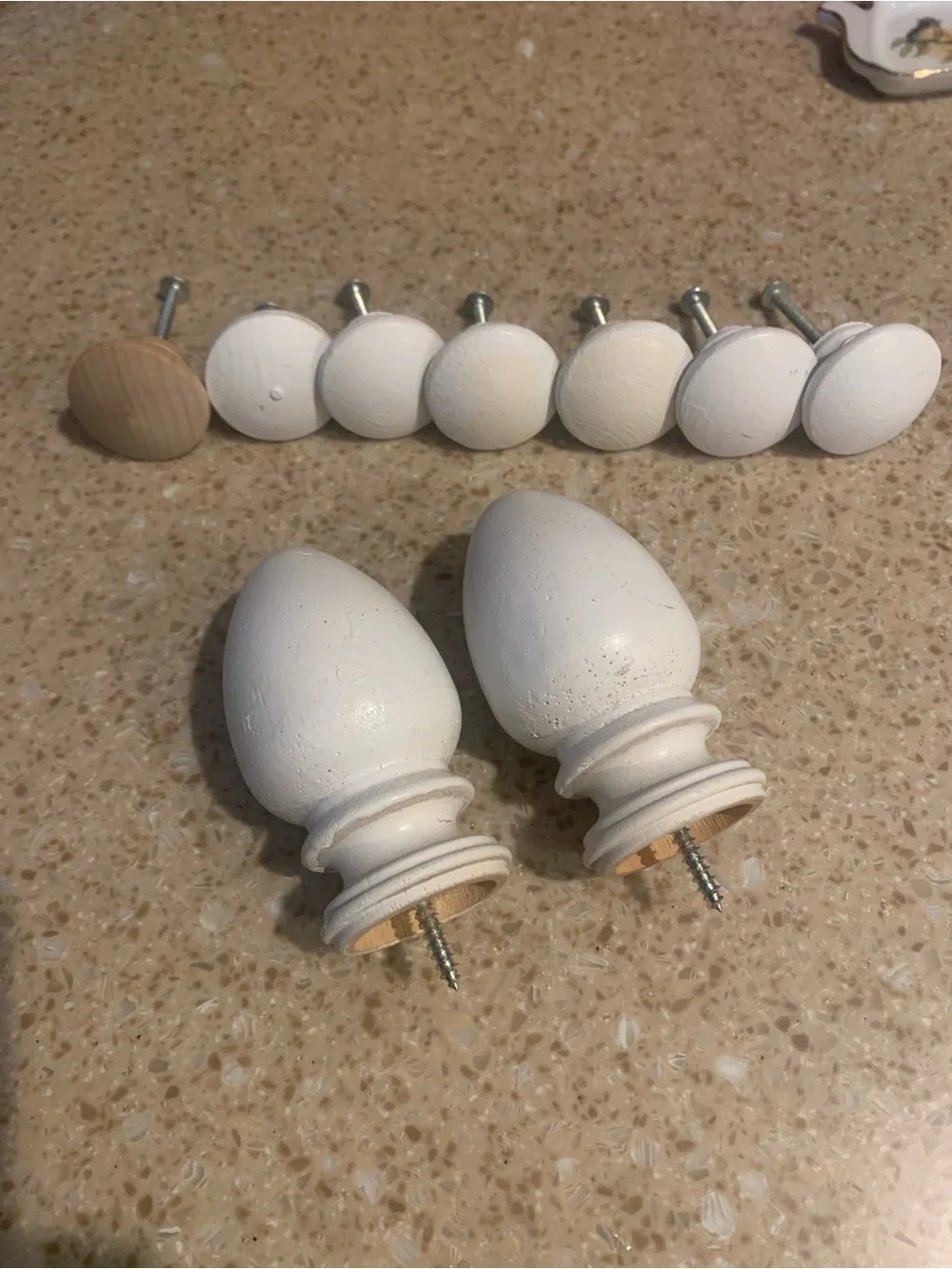 White Wooden Egg-Shaped Wall Decor Hooks - Set of 2